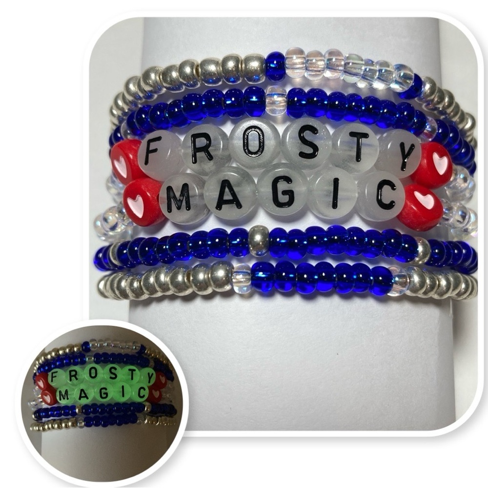 Glow In The Dark Frosty The Snowman Friendship Bracelet Stack.